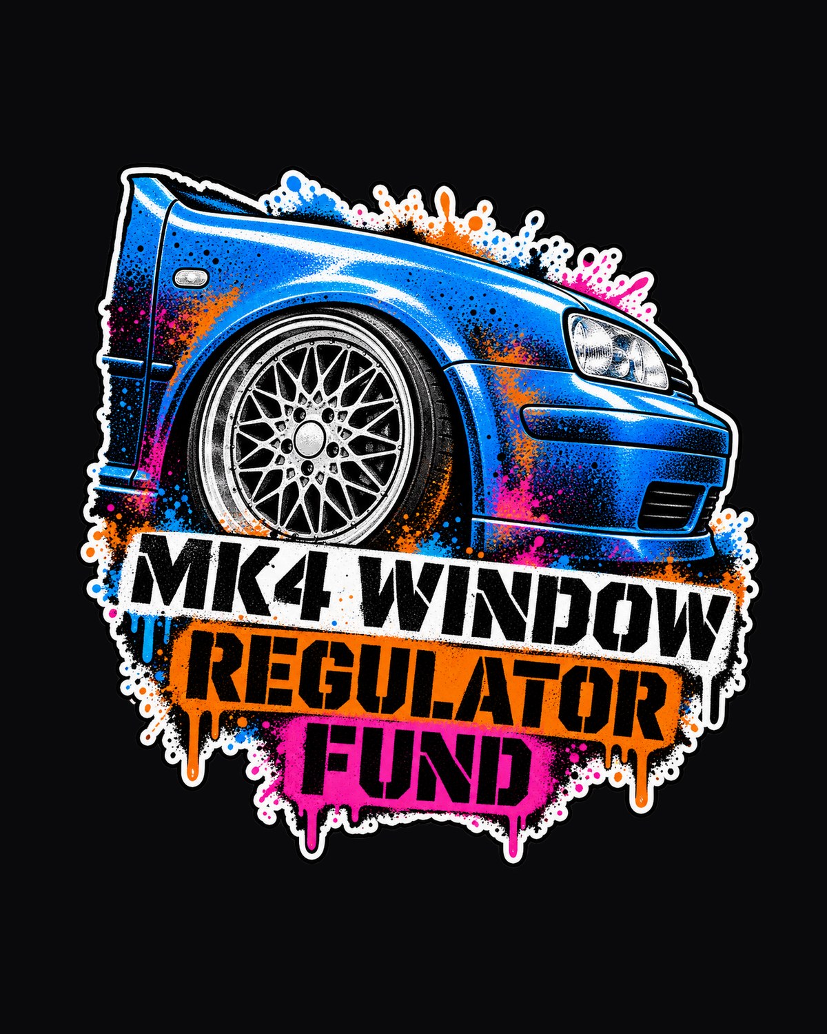 VW Golf Mk4 Stencil Spray Shirt, Window Regulator Fund Tee design only