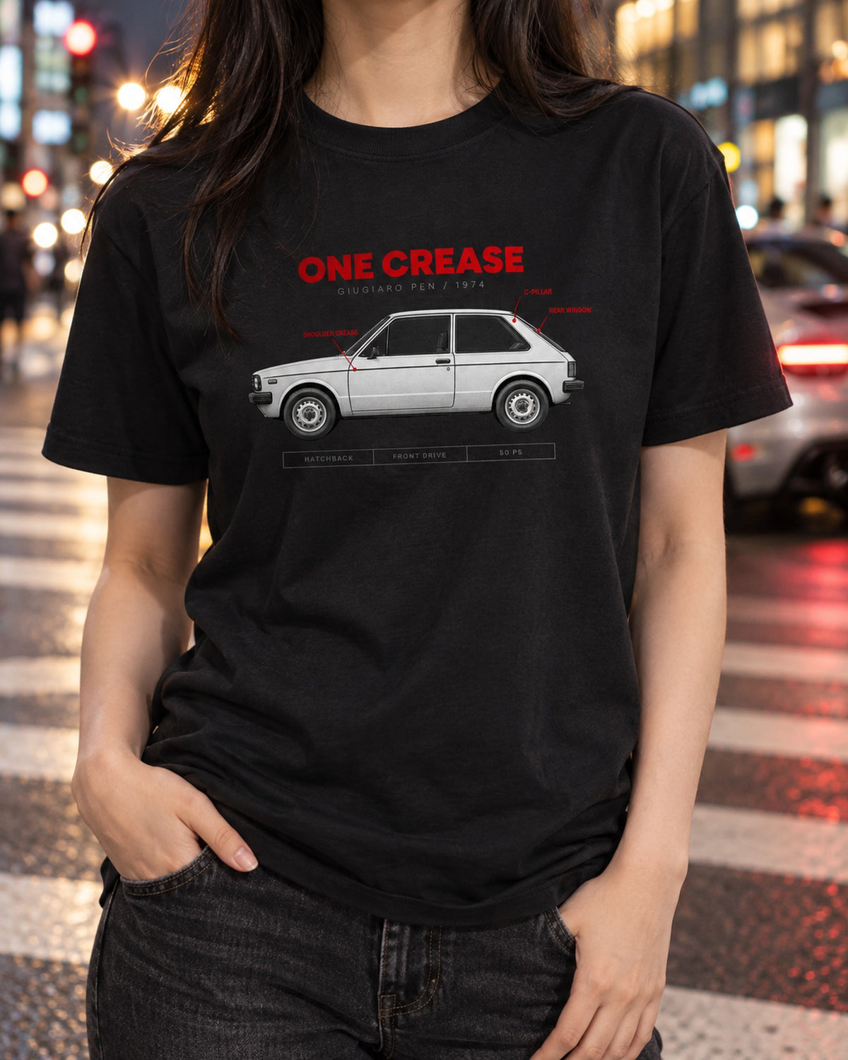 VW Golf Mk1 1974 Giugiaro Spec Poster print Shirt T-Shirt Black worn hero
