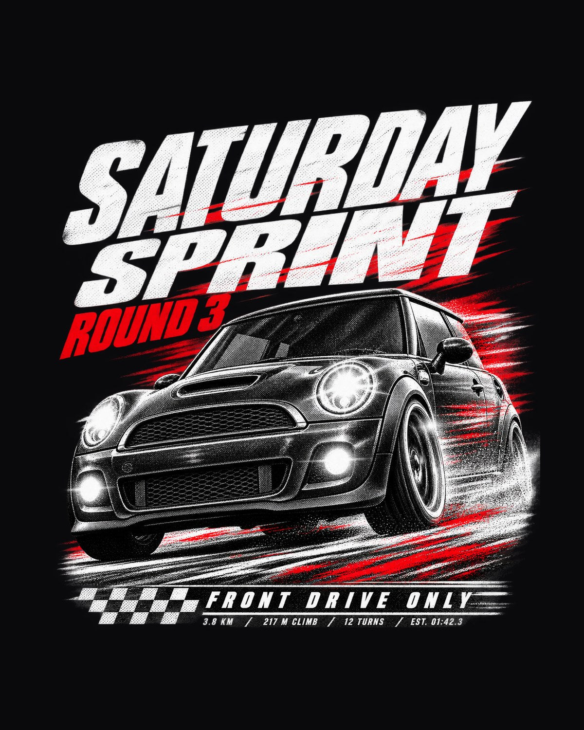 Mini Cooper JCW R56 Hillclimb Round Three Race Poster Tee design only