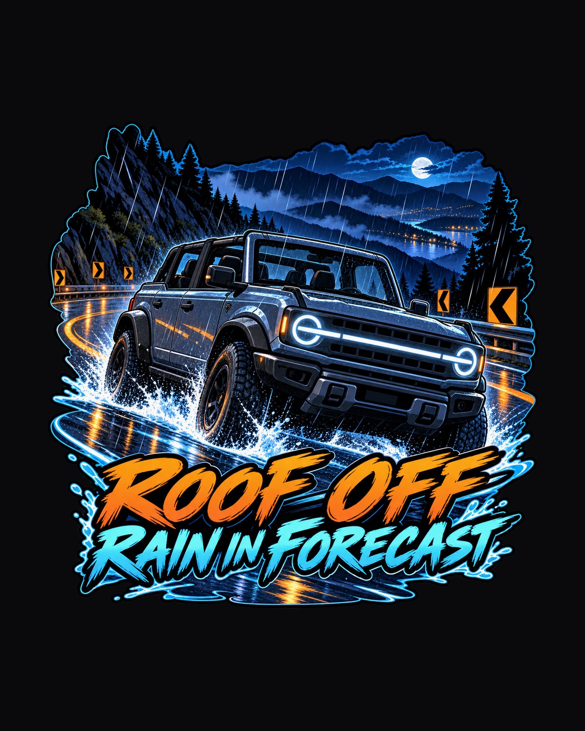 Ford Bronco 4-Door 6G 2021 Cel-Shaded Night Garage Tee design only