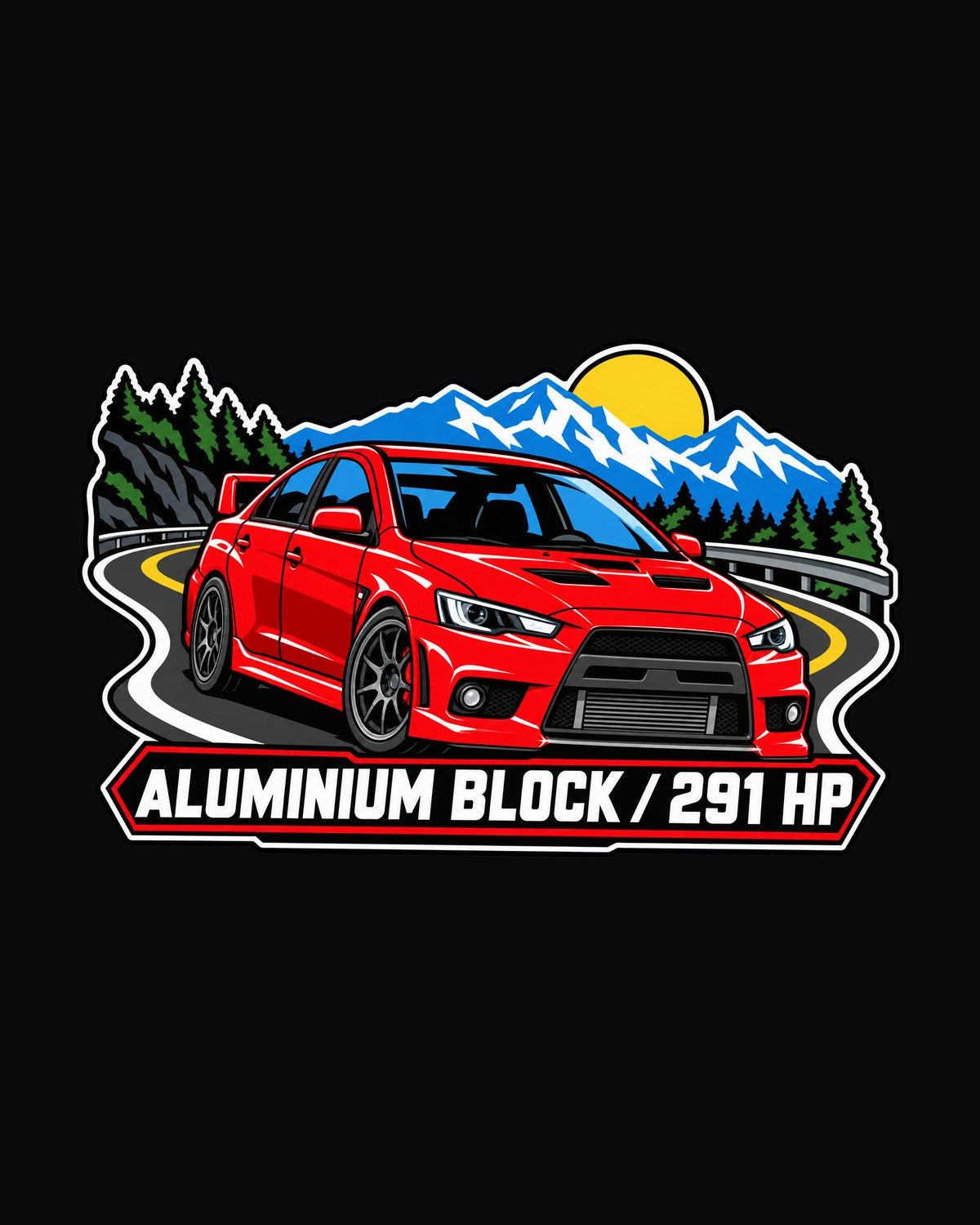 Three-Colour Screen Print Evo X CZ4A Shirt, All Four Left The Ground design only