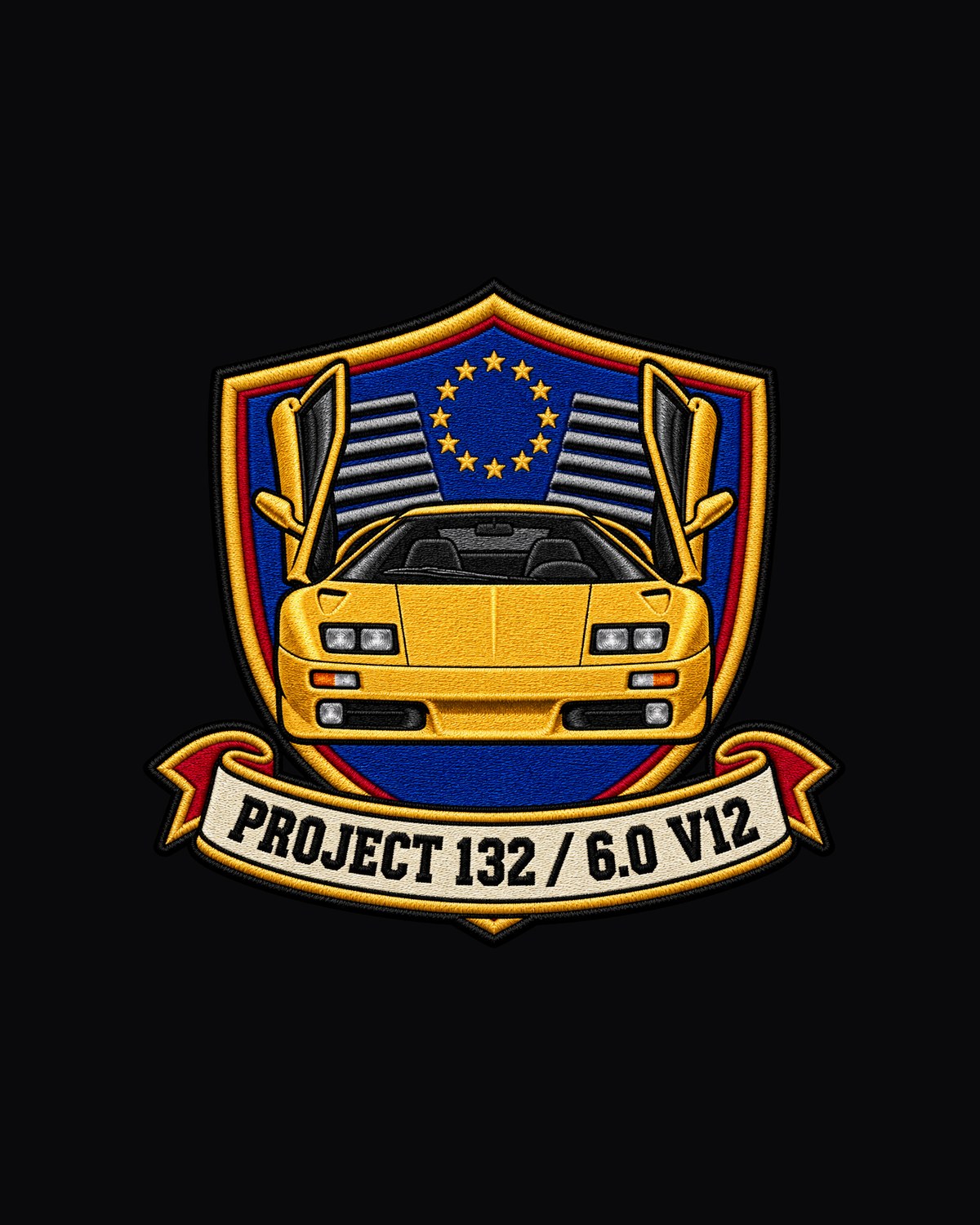 Lamborghini Diablo VT 6.0 Embroidery Crest Shirt, Project 132 design only