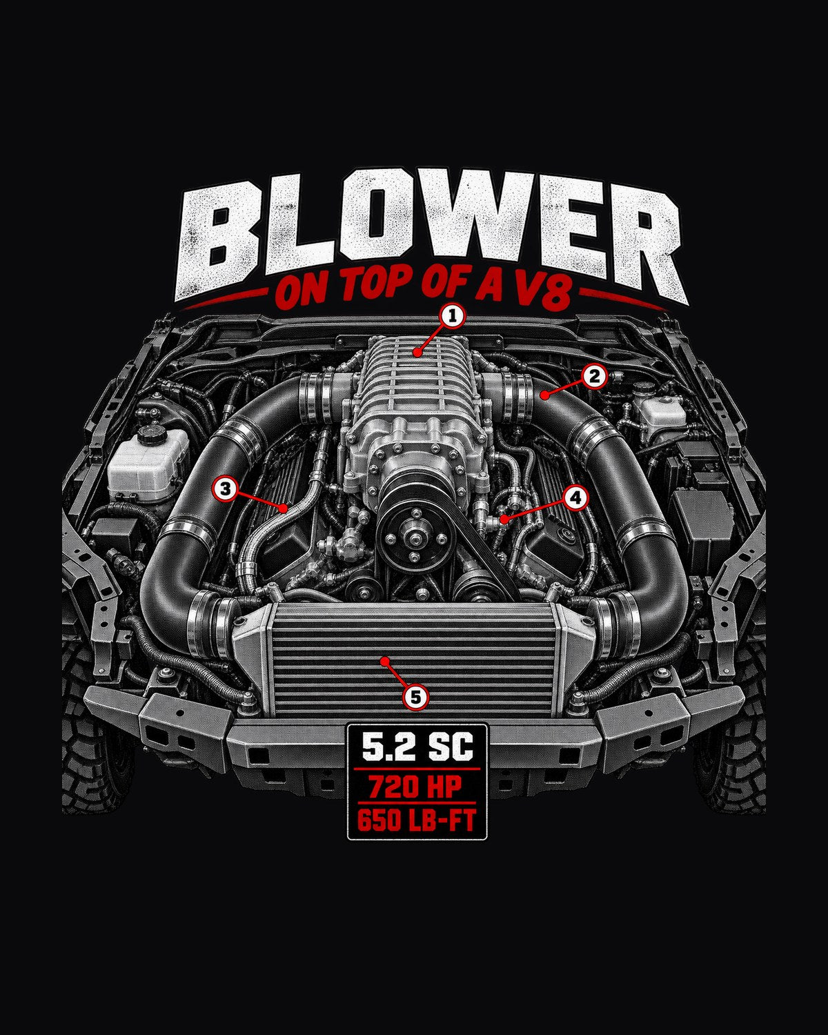Ford F-150 Raptor R P702 Supercharged V8 Engine Graphic Tee design only