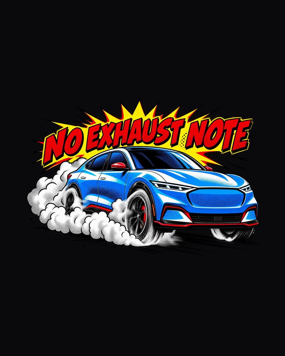 Mach-E CX727 Comic Pop-Art Silent Burnout Shirt, No Exhaust Note design only