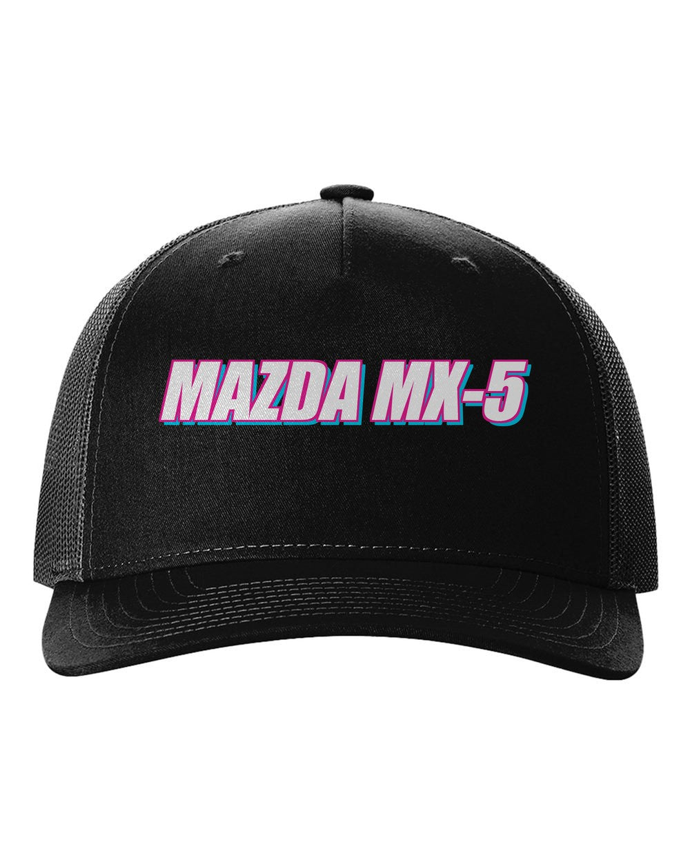 black hat front view with car name