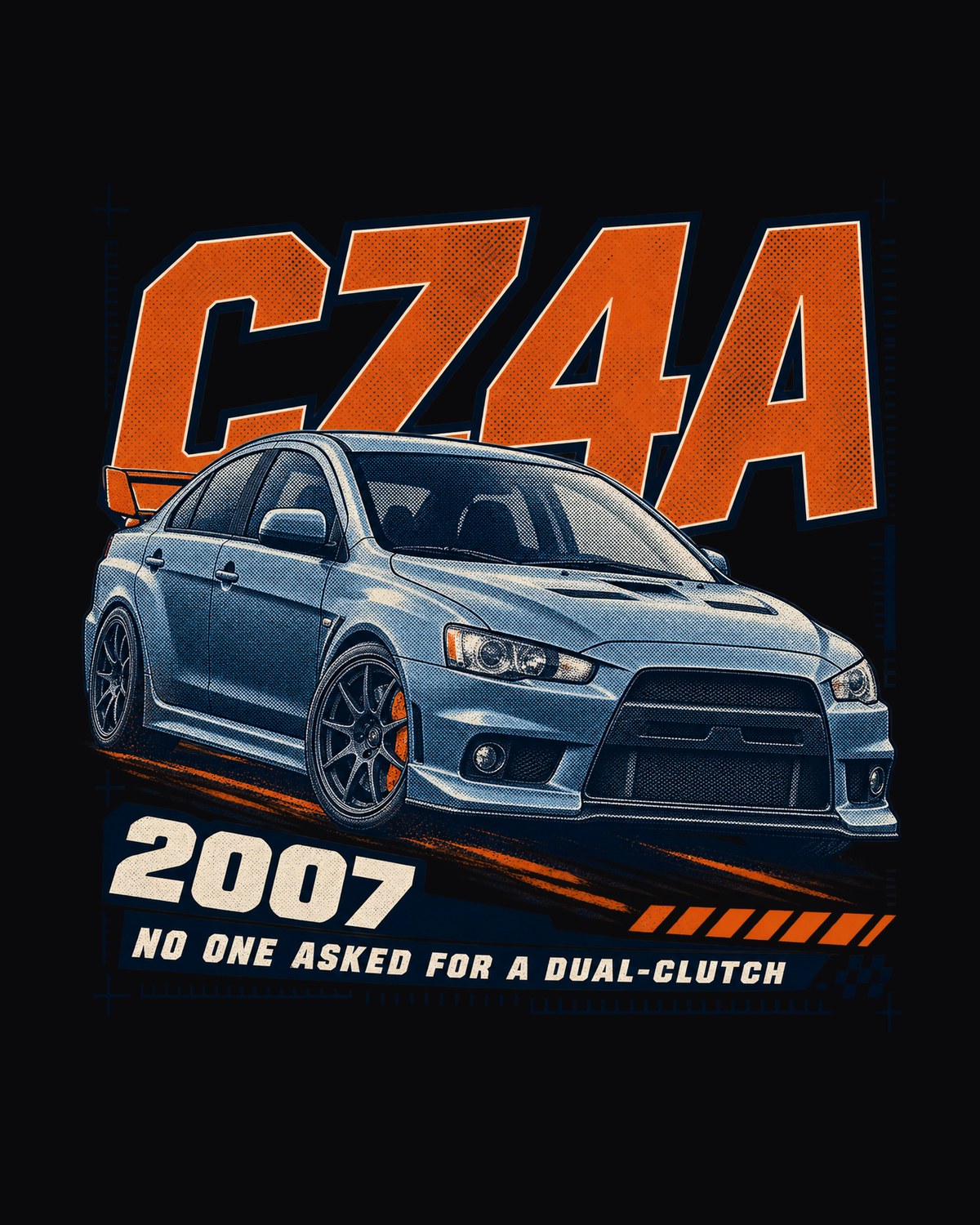 Evo X CZ4A Halftone Shirt, Mitsubishi Lancer Evolution design only