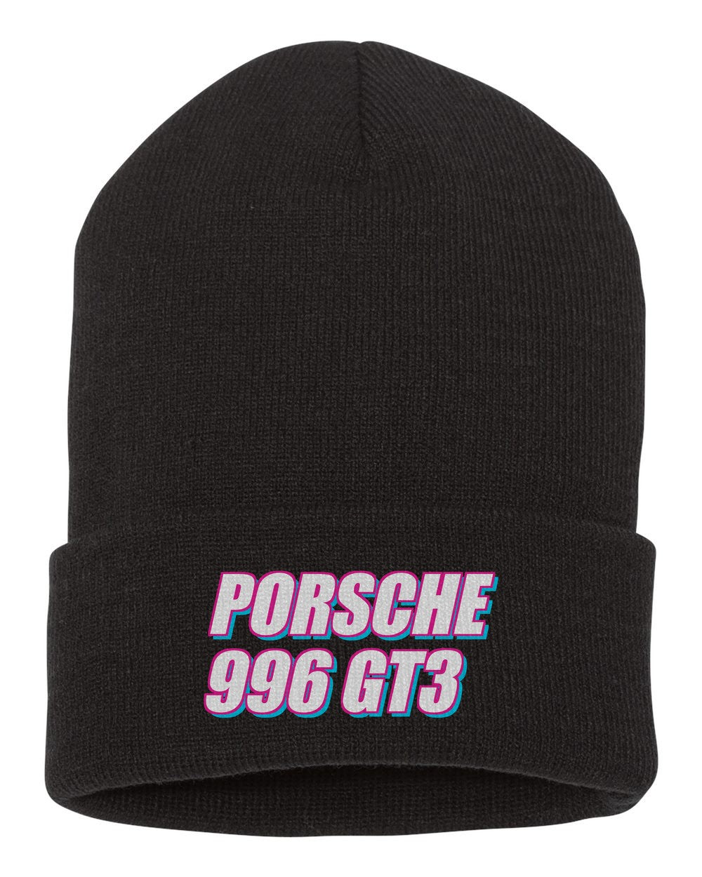Porsche 996 Gt3 black beanie front view with car name