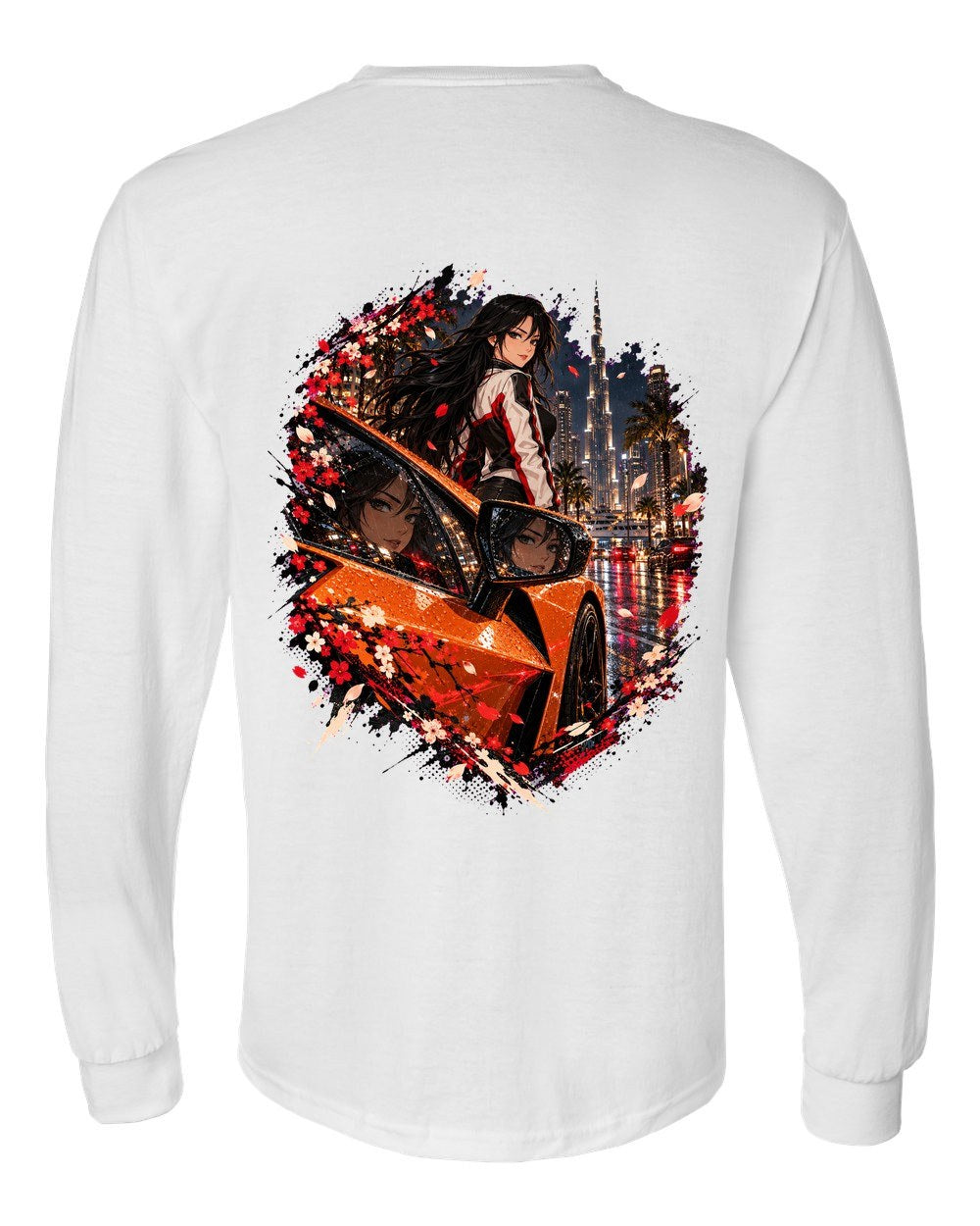Lamborghini Revuelto Anime Girl Long Sleeve White back
