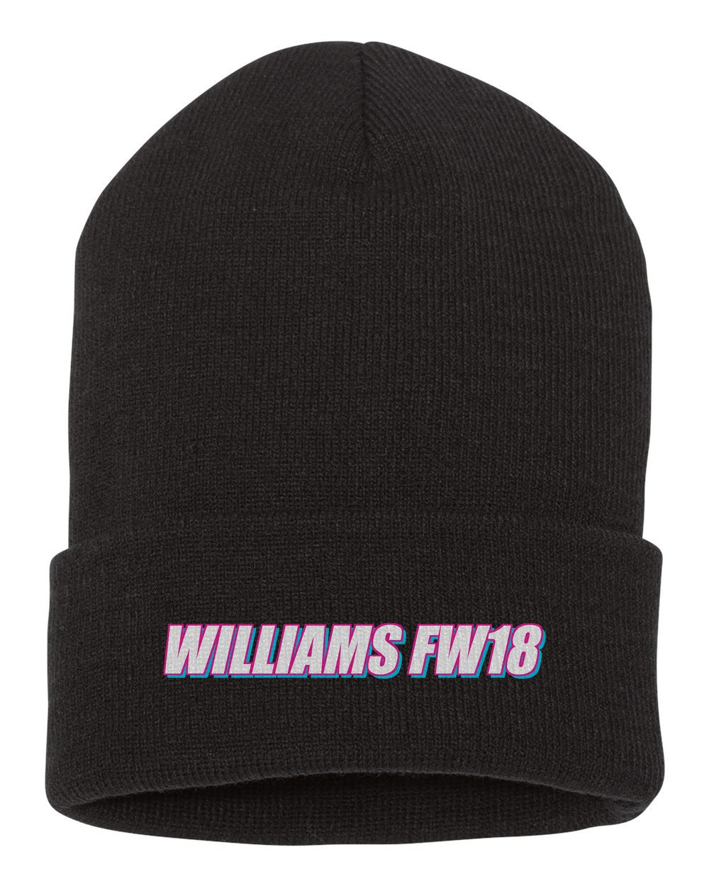 Williams Fw18 black beanie front view with car name