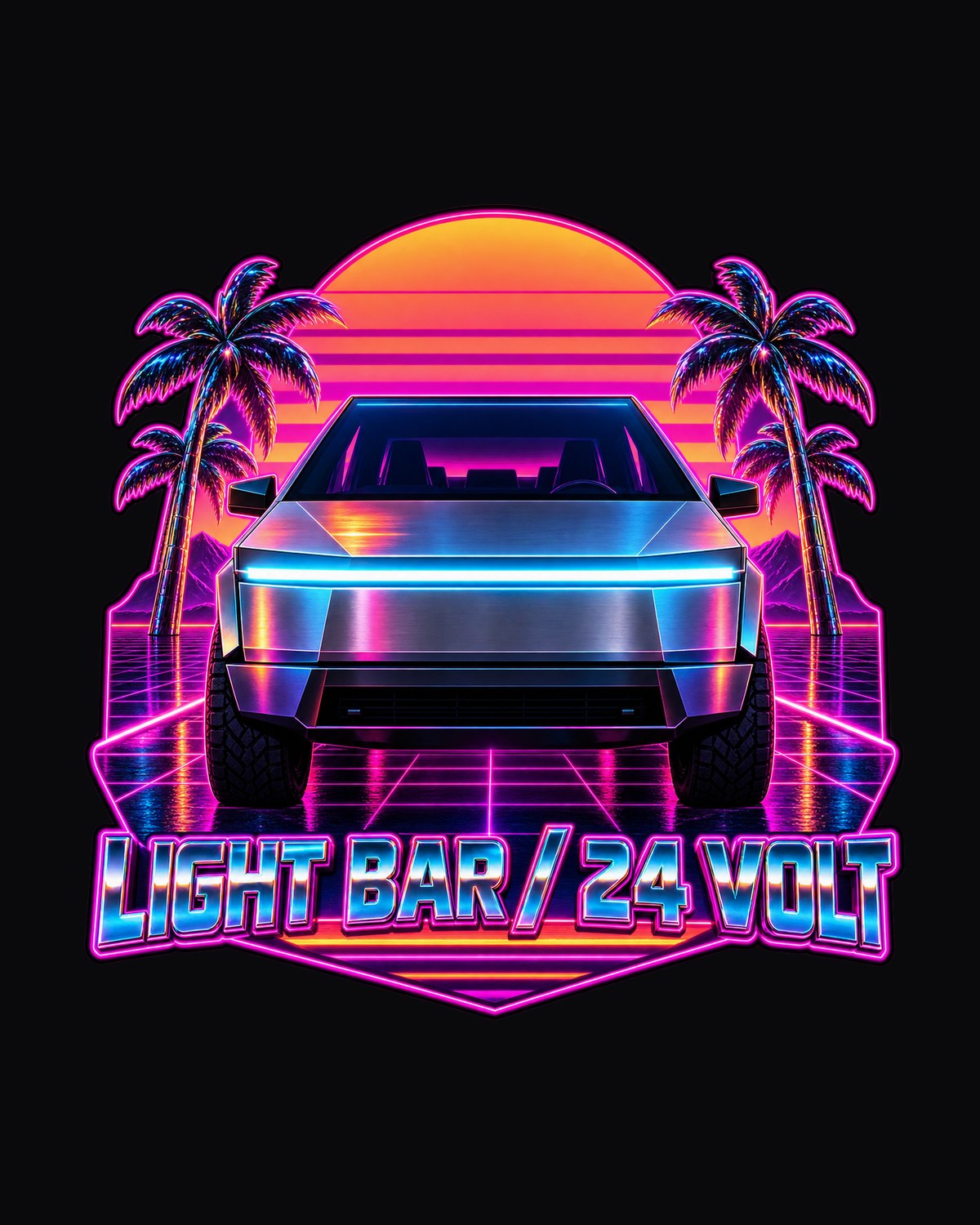 Tesla Cybertruck Neon Synthwave Light Bar Shirt, EV Fan Gift design only