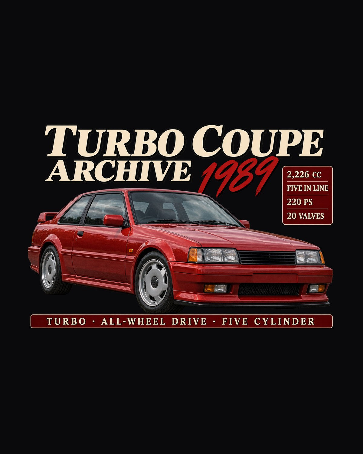 Audi Ur-Quattro 20V 1989 Turbo Coupe Archive Shirt design only