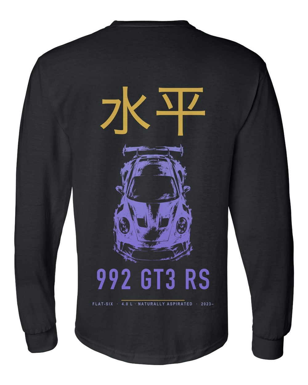 992 GT3 RS full-back artwork black long sleeve back view with the design