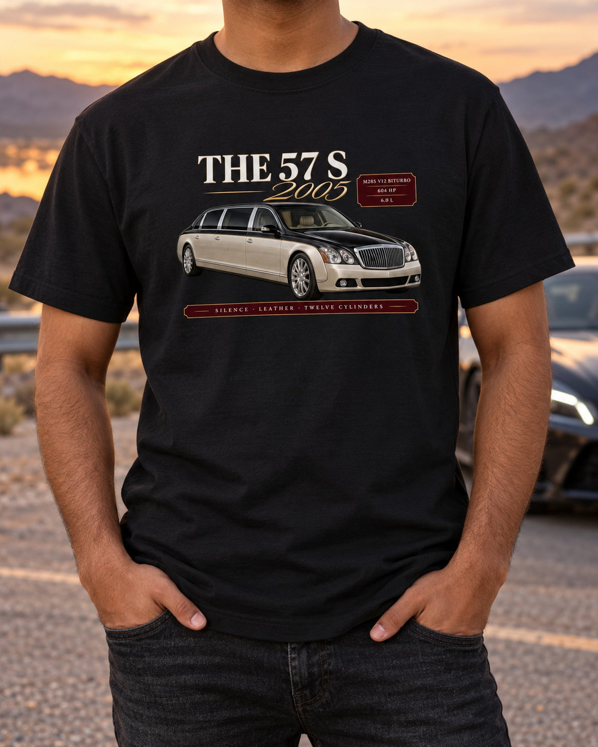 Maybach 57 S W240 Archive Panel Shirt, Luxury Car Enthusiast Tee T-Shirt Black worn hero