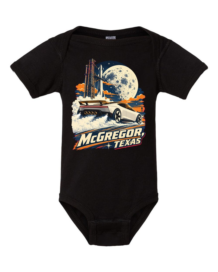 Tesla Roadster McGregor Baby Onesie Black front