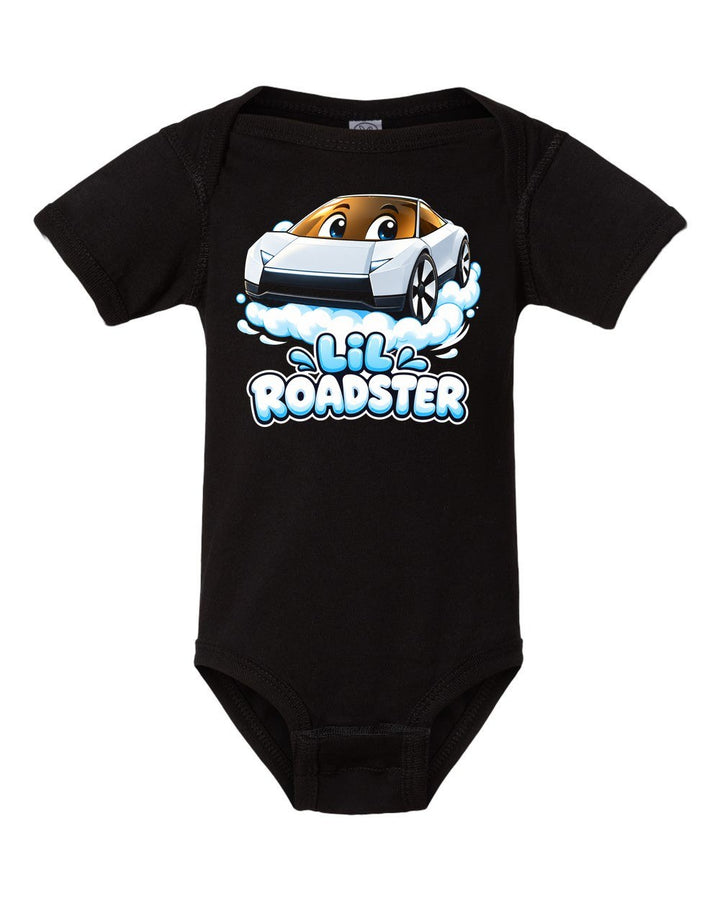 Lil Roadster Baby Onesie Black front