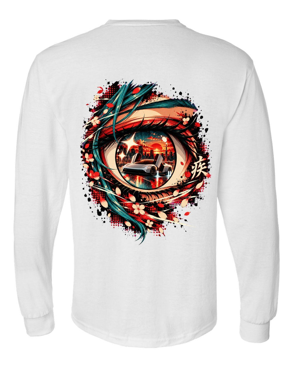 Tesla Roadster Anime Girl Long Sleeve White back