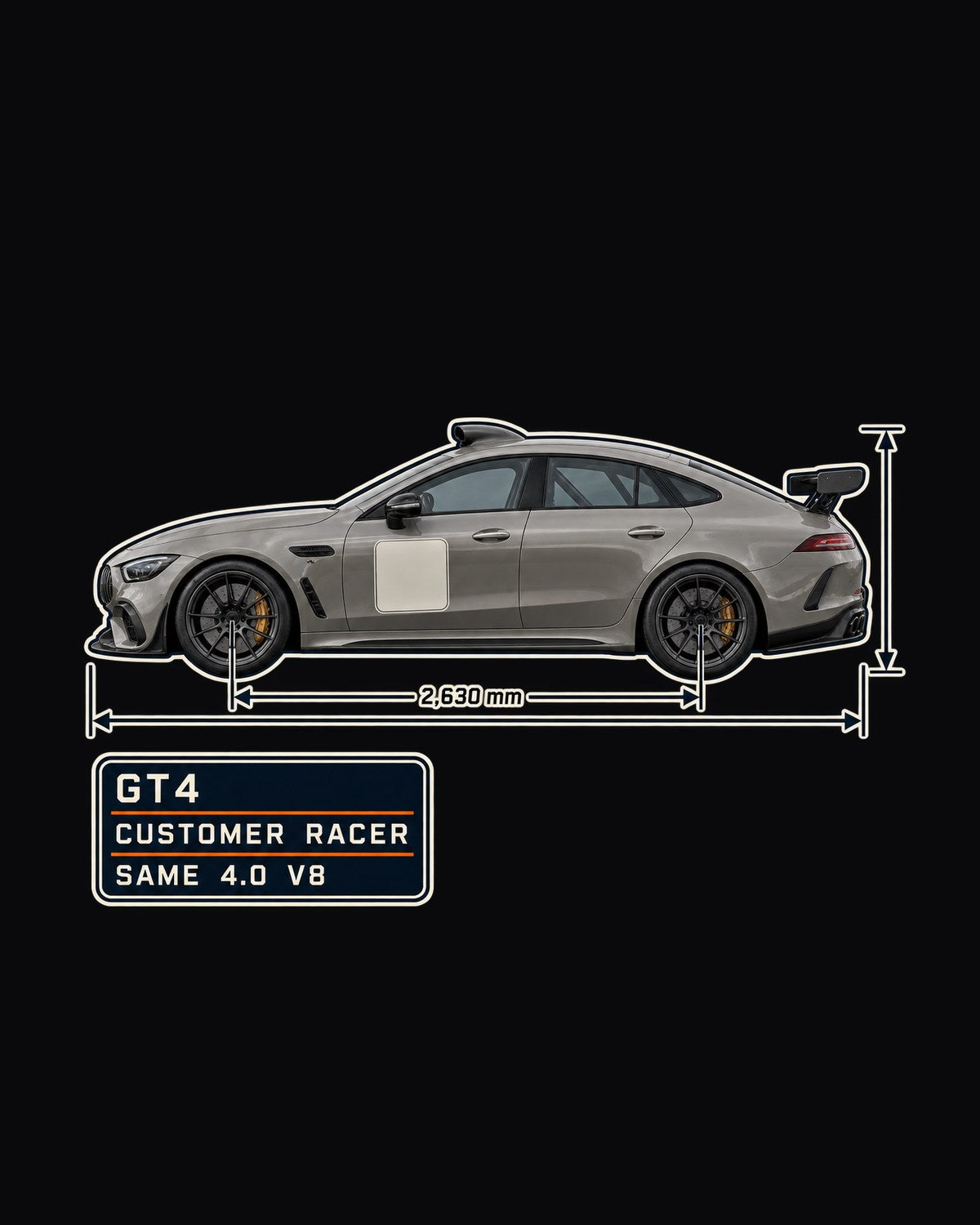 Mercedes-AMG GT4 Spec Poster Shirt, Customer Racer Car Tee design only