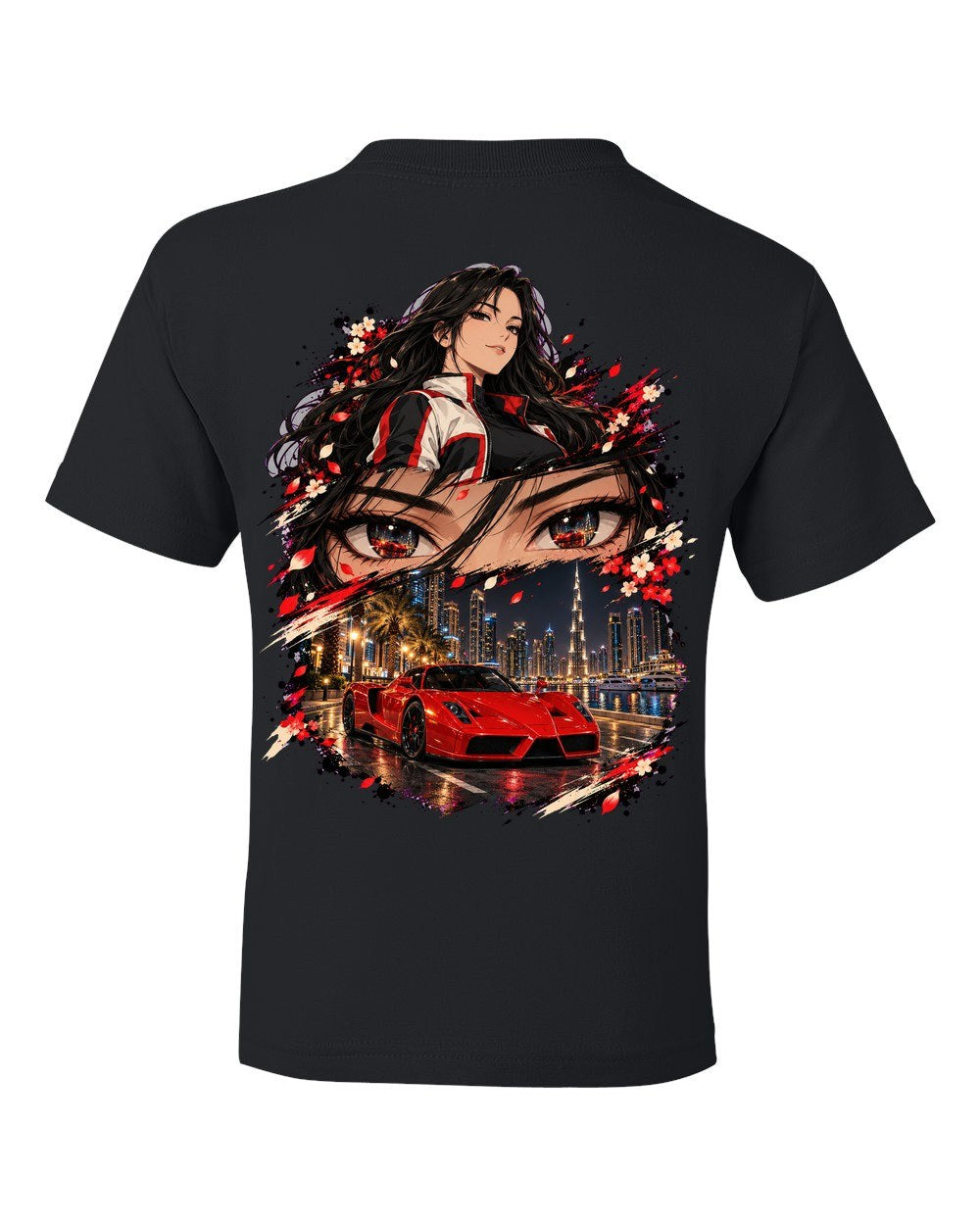 Ferrari Enzo Anime Girl Kids Tee Black back