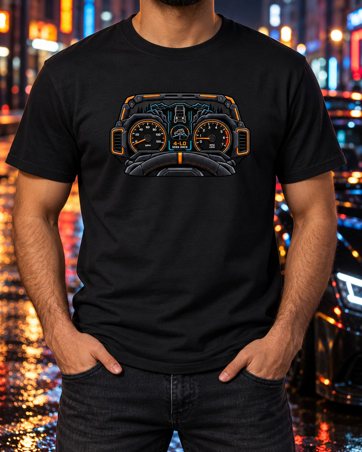 Ford Bronco 6G Trail Cockpit Gauge Cluster HUD Tee T-Shirt Black worn hero
