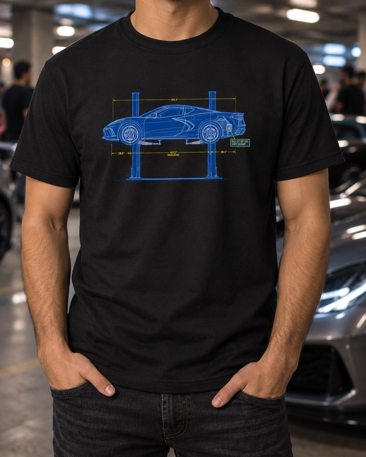 Chevrolet Corvette C8 Z06 Dry Sump Manga Panel Car Shirt T-Shirt Black worn hero