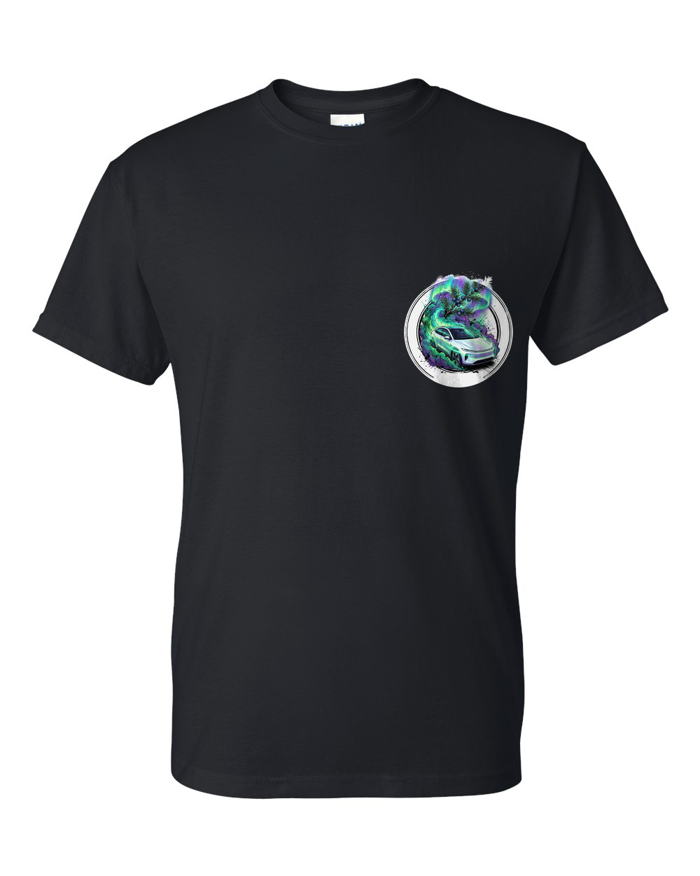 Tesla Model Y Juniper T-Shirt — Black front emblem