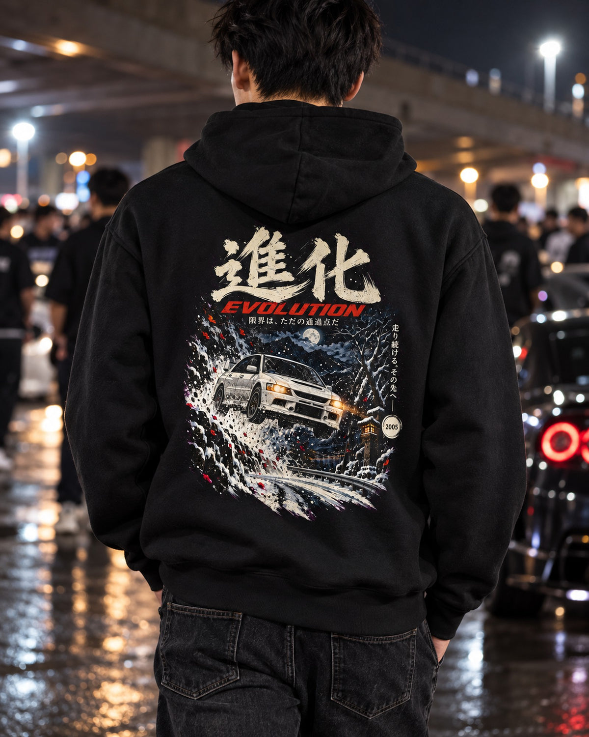Mitsubishi Lancer Evo IX Evolution Shirt, Hoodie & More Pull Over Hoodie Black worn hero
