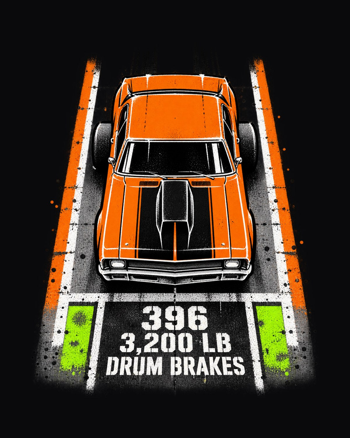 1970 Nova SS 396 Drag Strip Stencil Street Art Tee, Car Gift design only