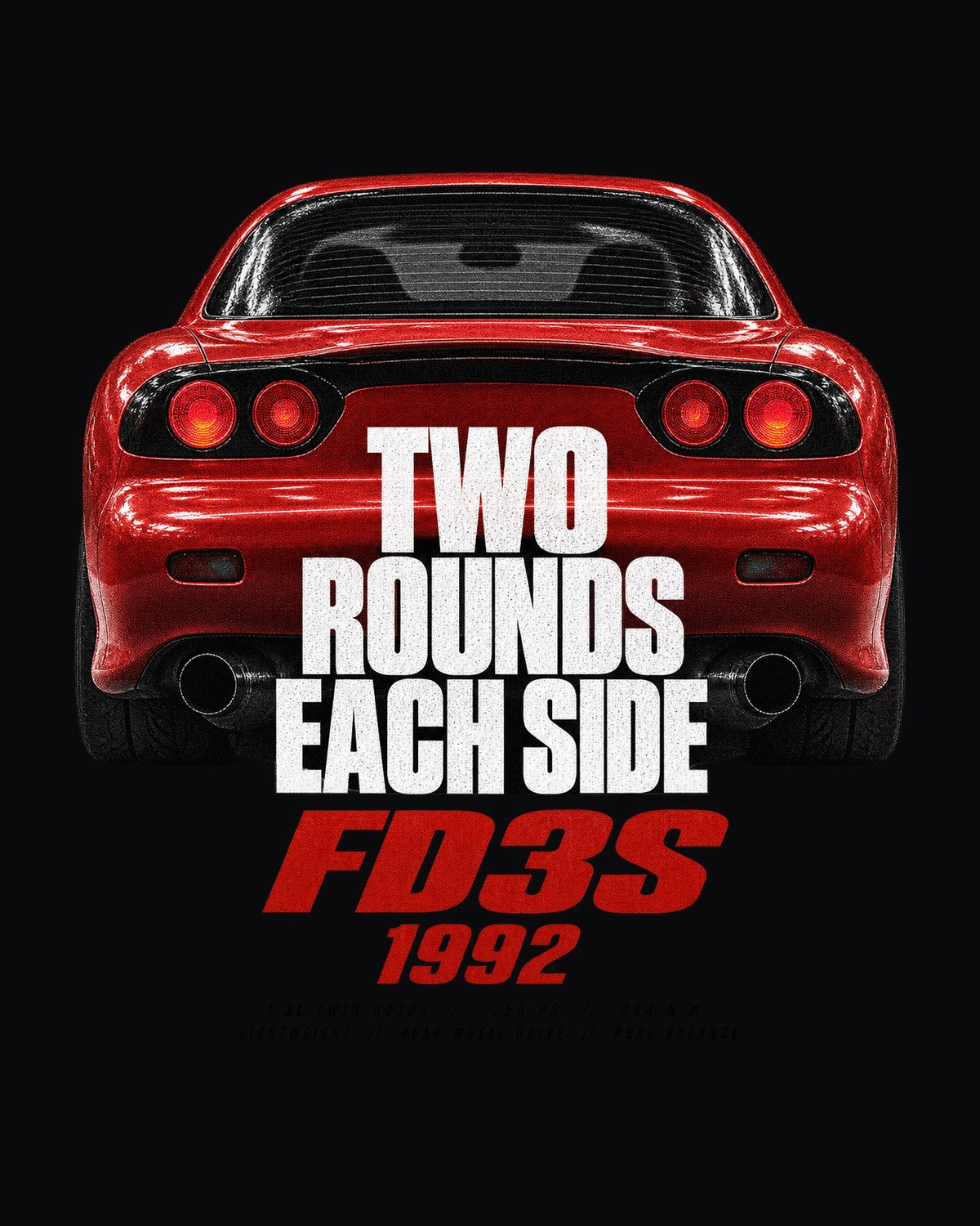 Mazda RX-7 FD3S Round Taillight Macro Tee, Rotary Shirt design only