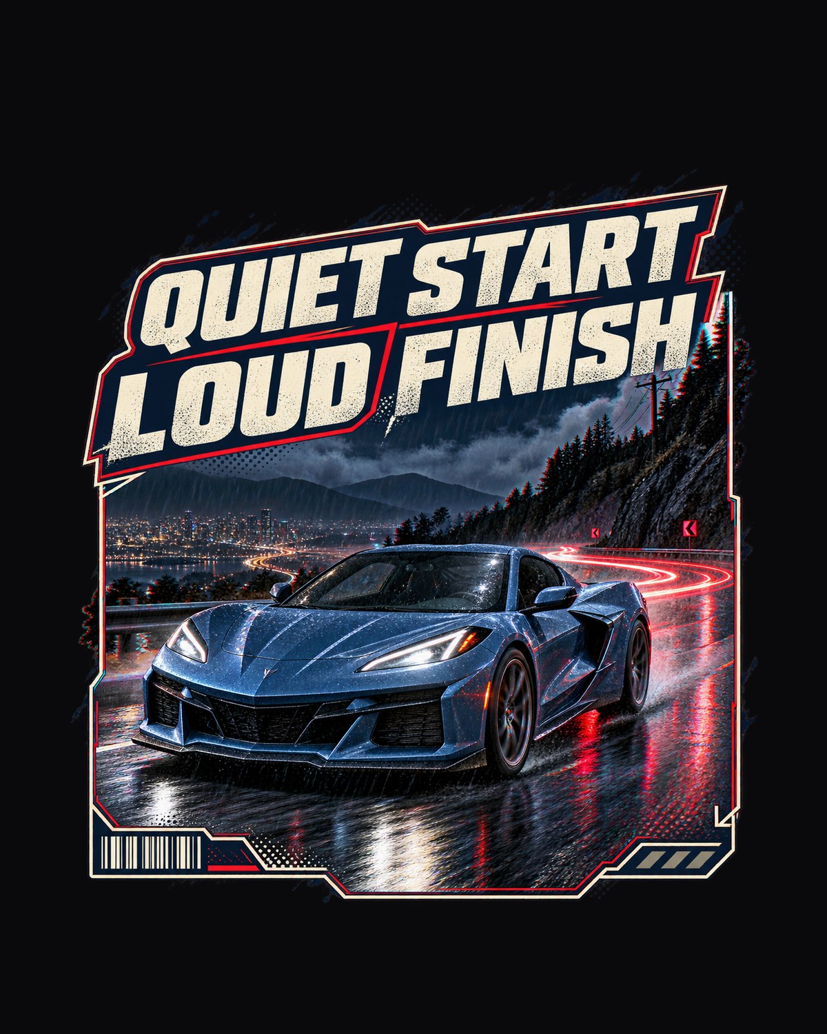 Corvette C8 E-Ray Night Street Graphic Tee, Car Enthusiast Shirt design only