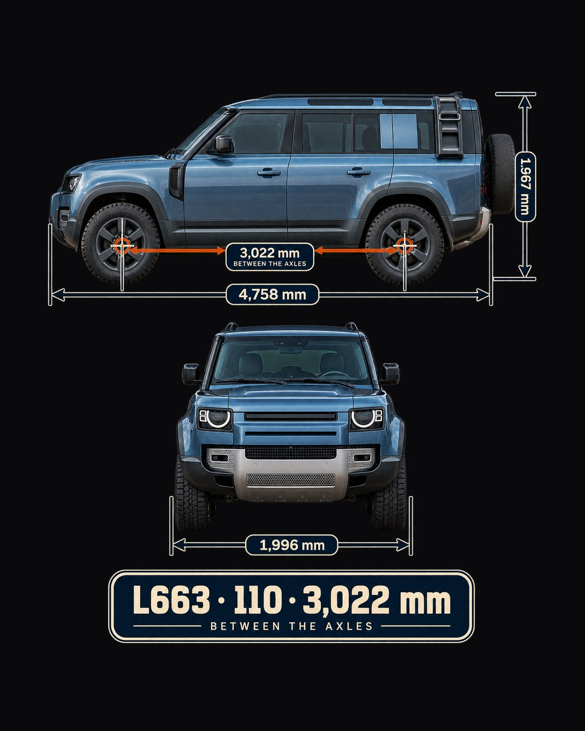 Land Rover Defender 110 L663 Dimension Blueprint Shirt, Car Guy Gift design only