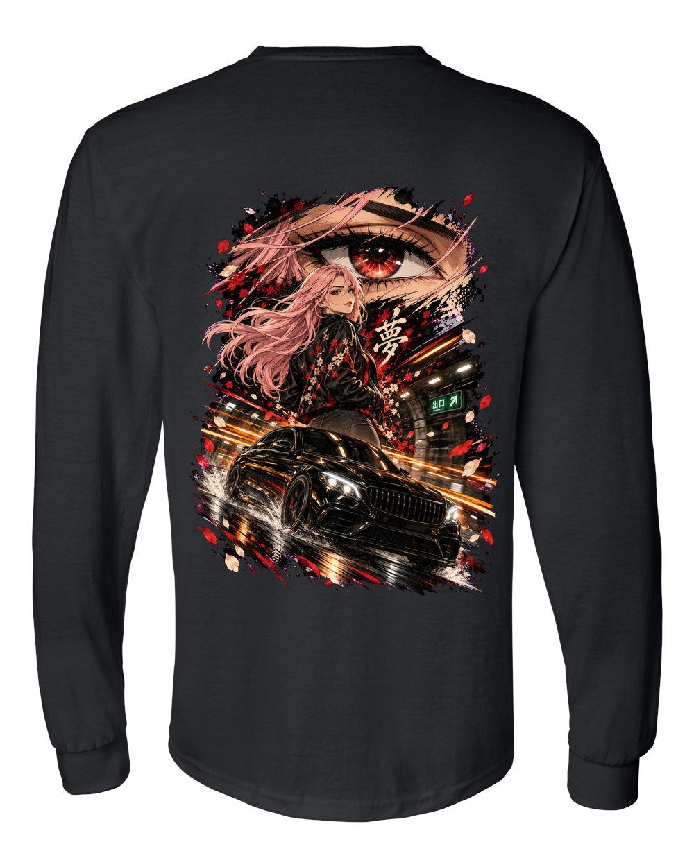 Mercedes-AMG C63 Anime Girl Long Sleeve Black back