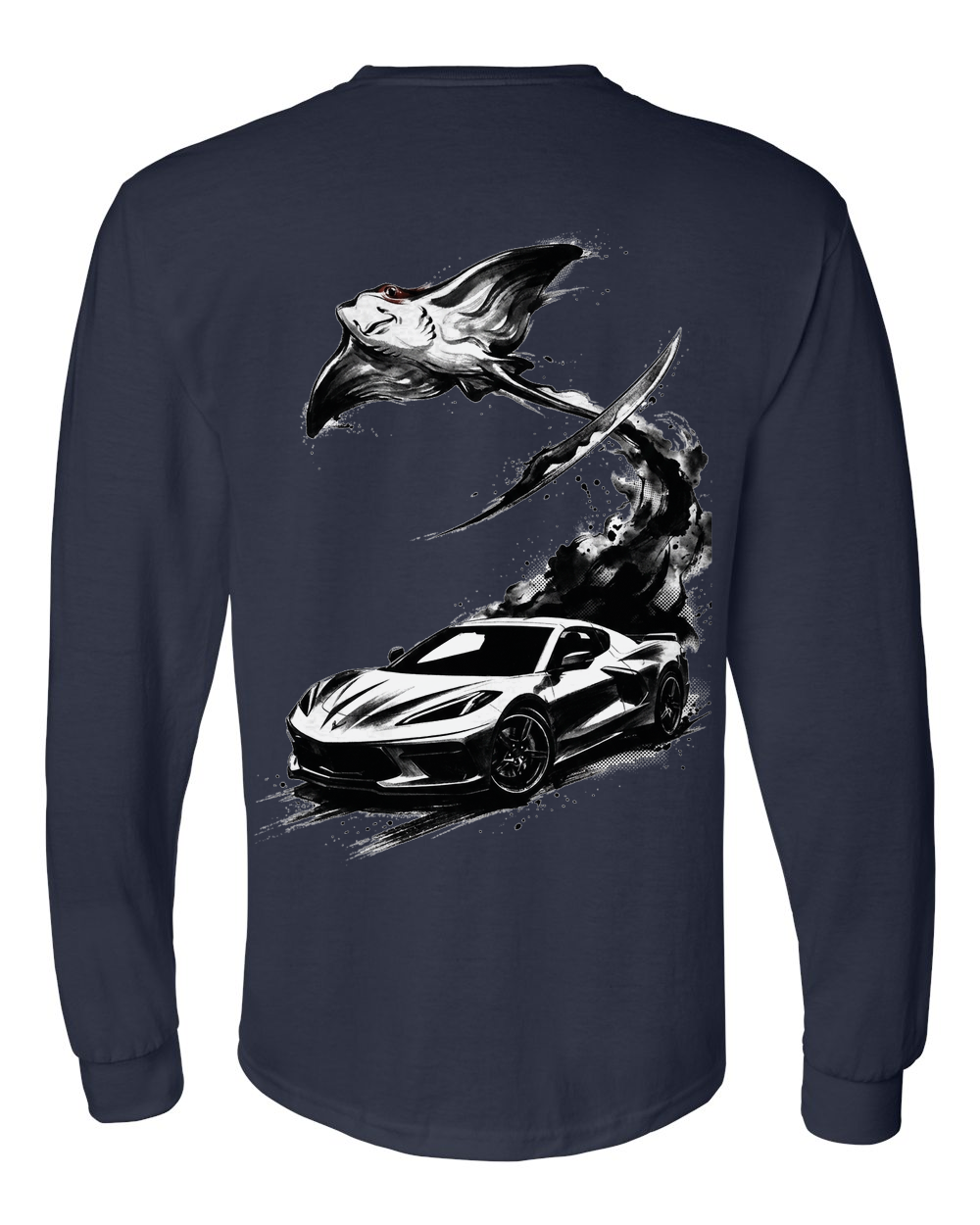 Stingray Blade Long Sleeve T-Shirt Navy back
