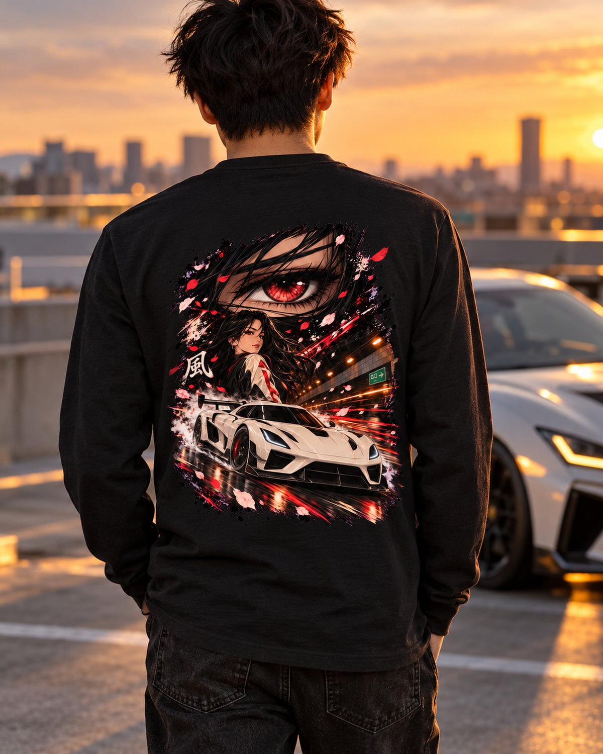 Koenigsegg Jesko Anime Girl Shirt, Hoodie & More Long Sleeve Black worn hero
