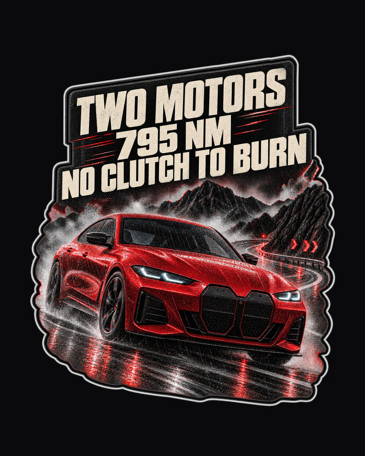 BMW i4 M50 G26 Touge Night Print Tee, Electric Car Gift design only
