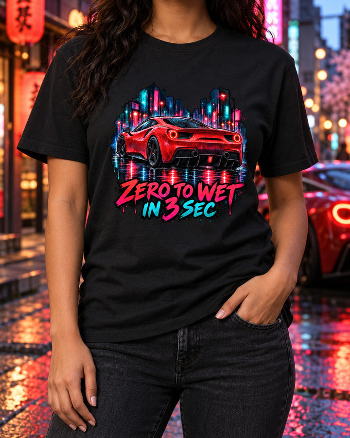 Ferrari 488 GTB F142M Wet Street Watercolour Night Shirt T-Shirt Black worn hero