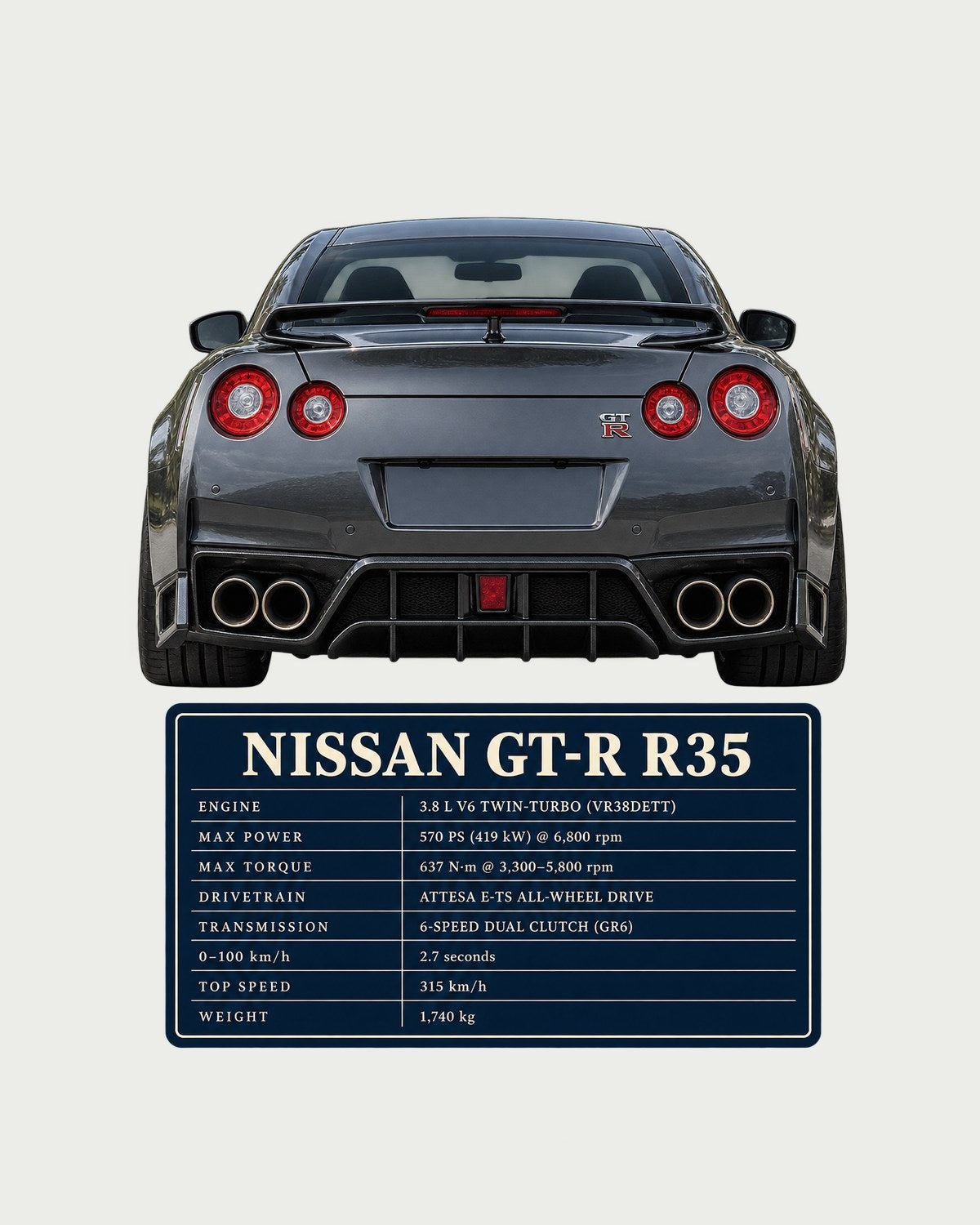 R35 GT-R 2014 Premium Taillight Macro Shirt, Four Round Lights design only
