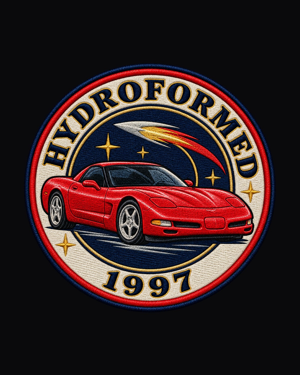 1997 Corvette C5 Fiberglass Rocket Varsity Crest Shirt, Hydroformed design only