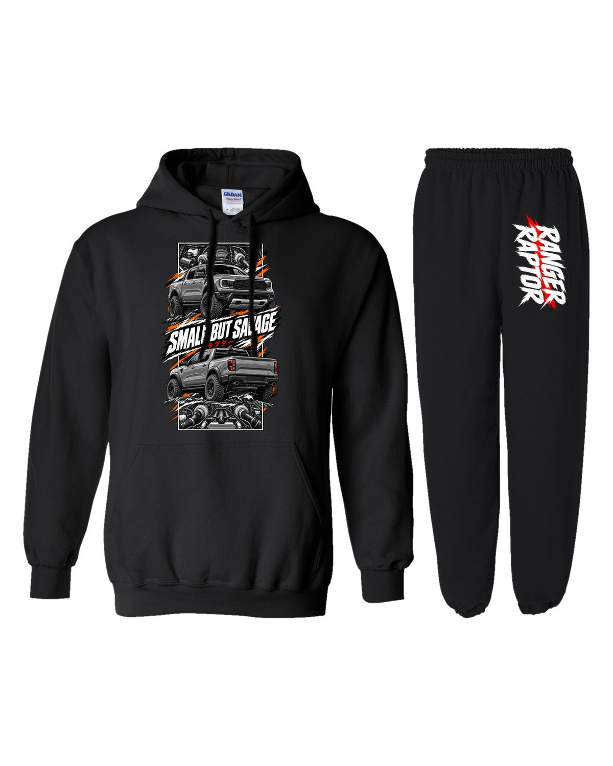 Ranger Raptor Torn Poster Hoodie + Jogger Set black hoodie and sweatpants