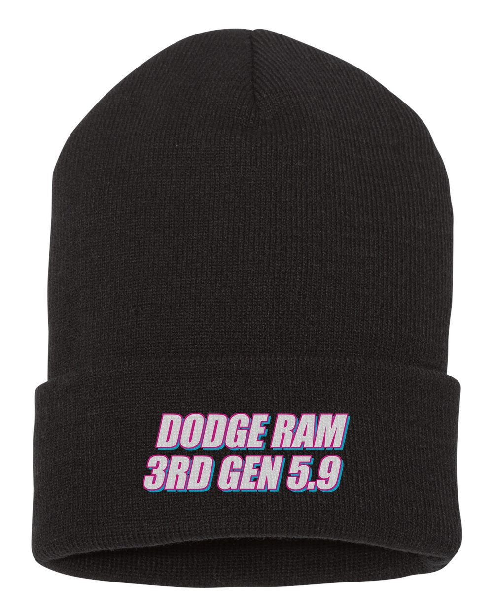 Dodge Ram 3Rd Gen 5.9 black beanie front view with car name