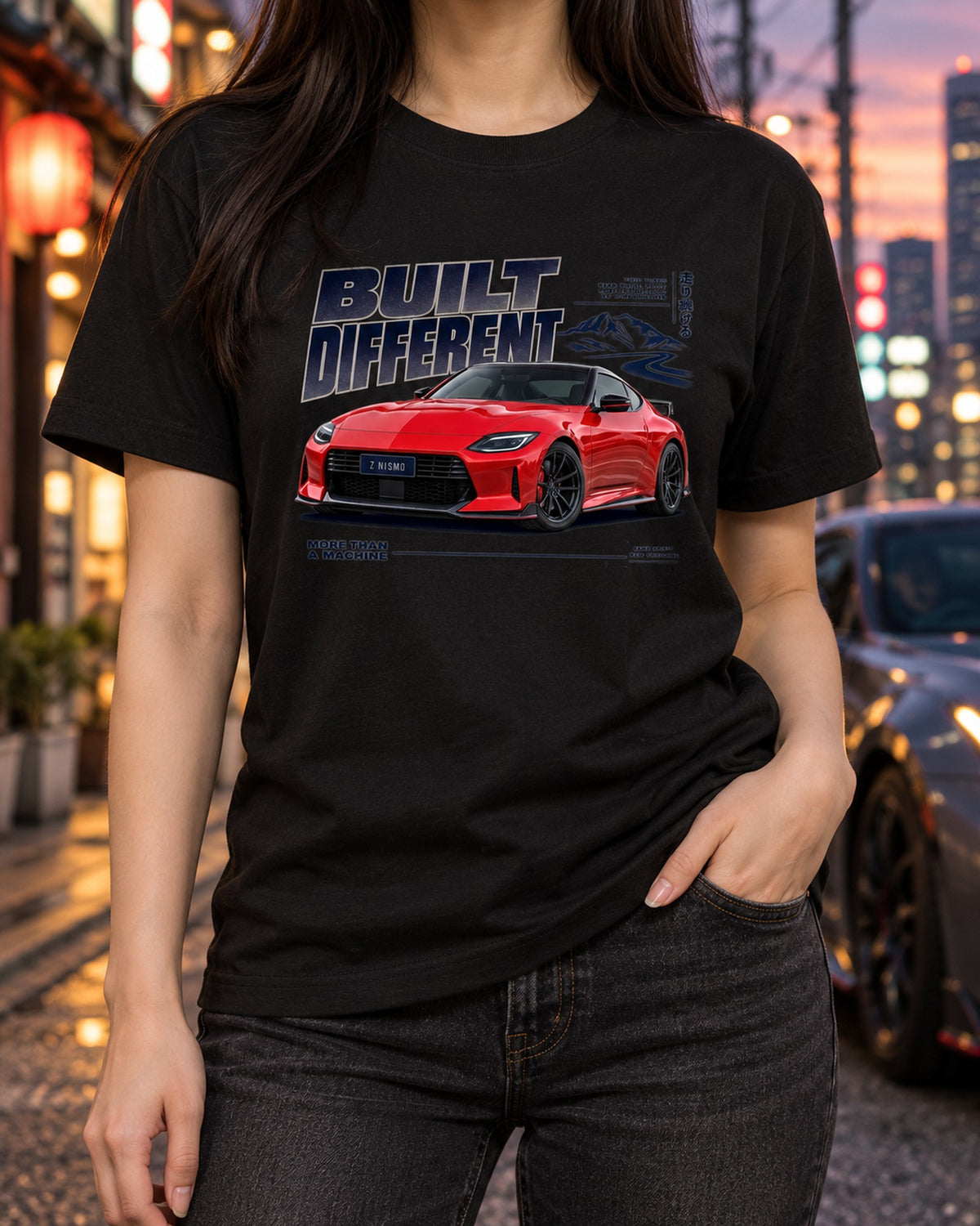 Nissan Z NISMO RZ34 Dossier Shirt, Automatic-Only Spec Tee T-Shirt Black worn hero