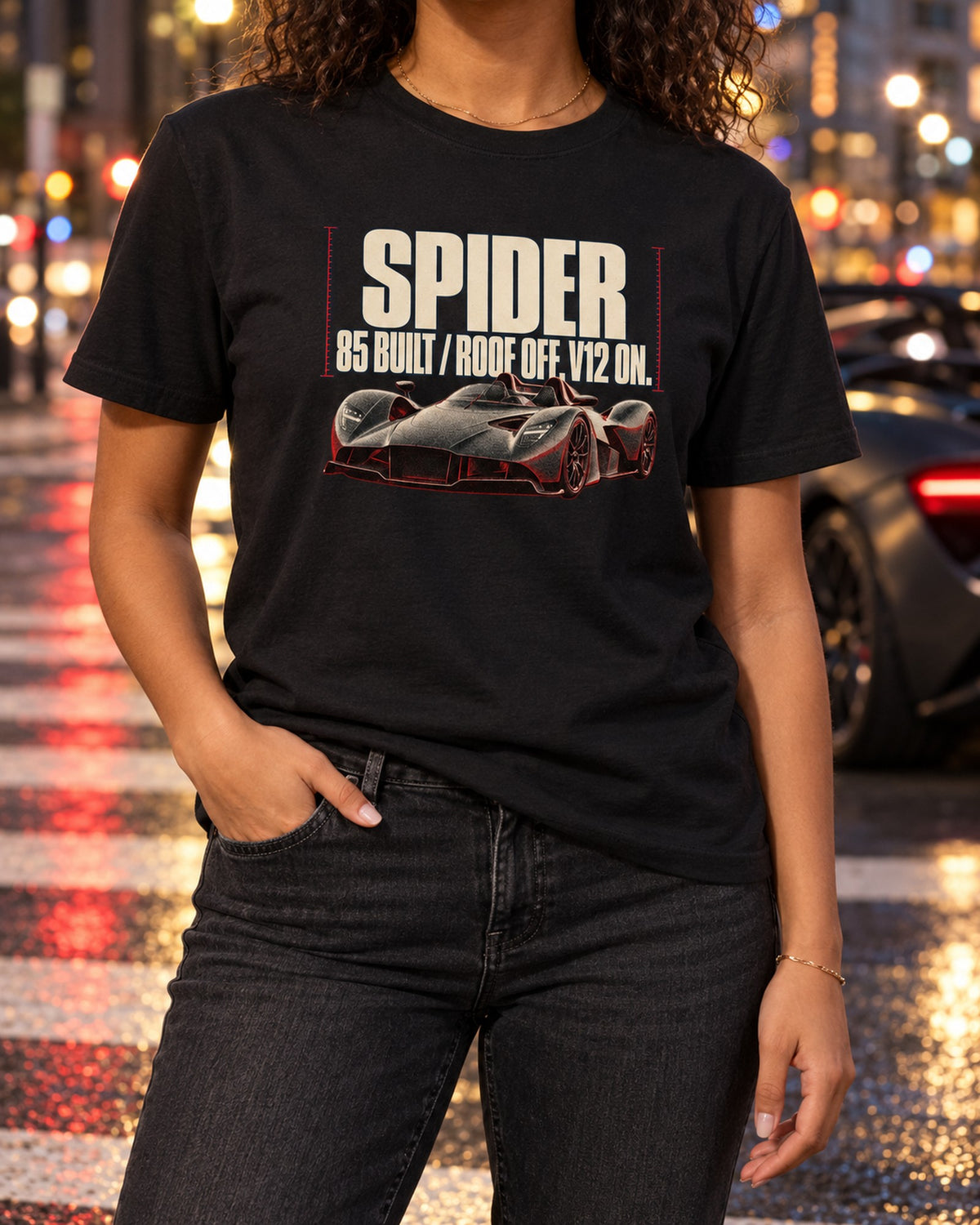 Aston Martin Valkyrie Spider Halftone Tee, 85 Built T-Shirt Black worn hero