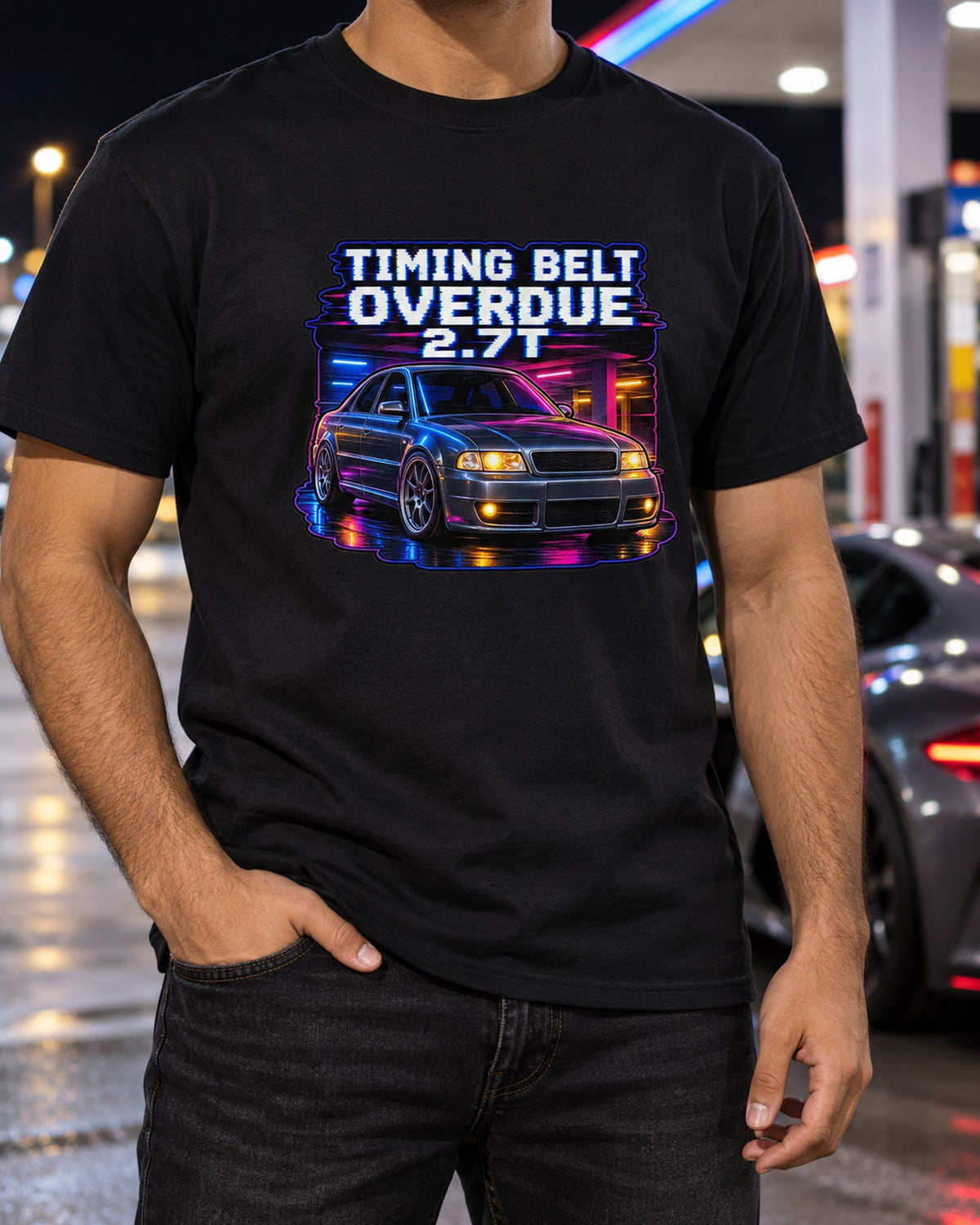 Audi S4 B5 2.7T Biturbo VHS Lo-Fi Shirt, Timing Belt Overdue T-Shirt Black worn hero