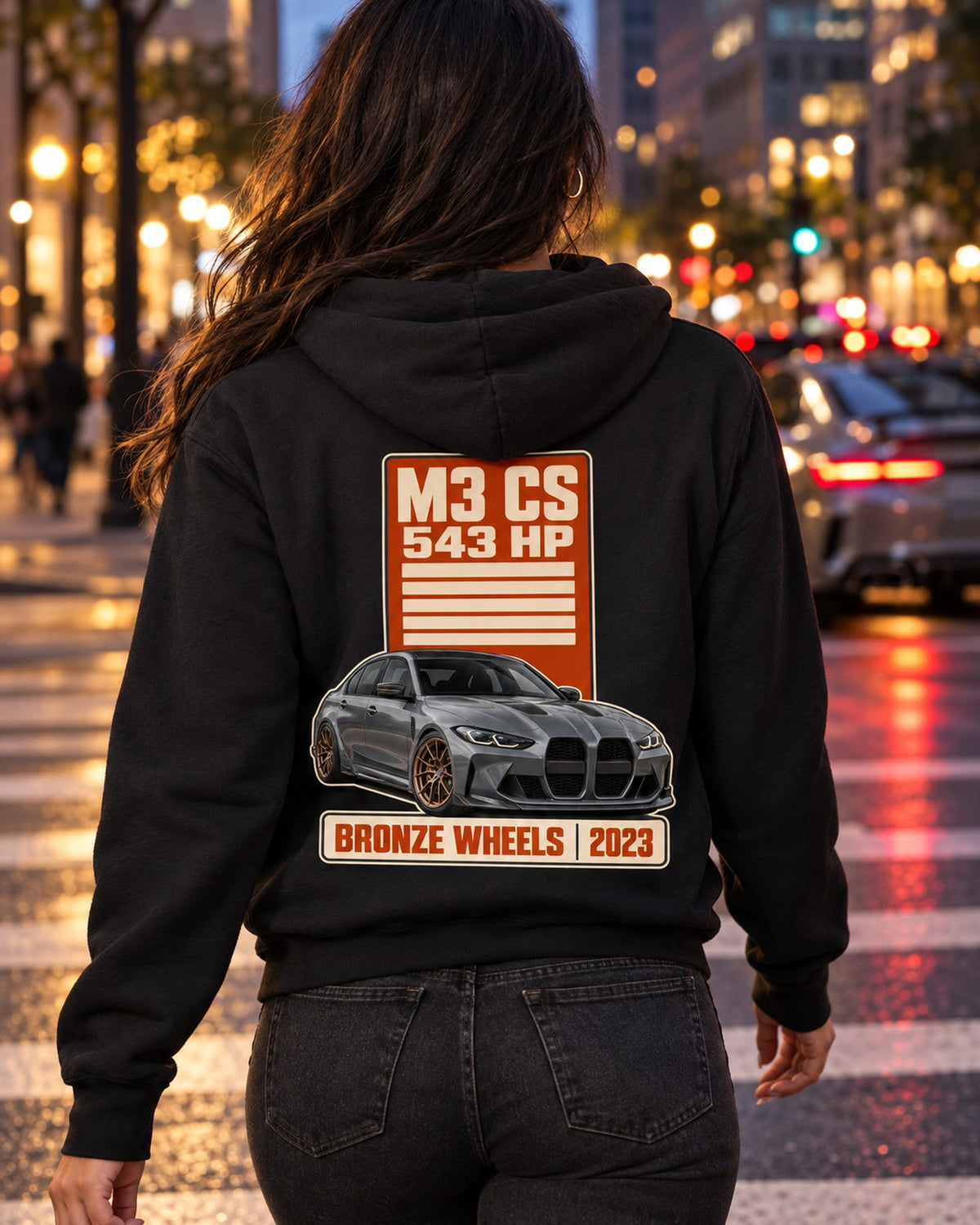 BMW M3 CS G80 Spec Poster Shirt, Bronze Wheels 2023 Tee Zip Hoodie Black worn hero