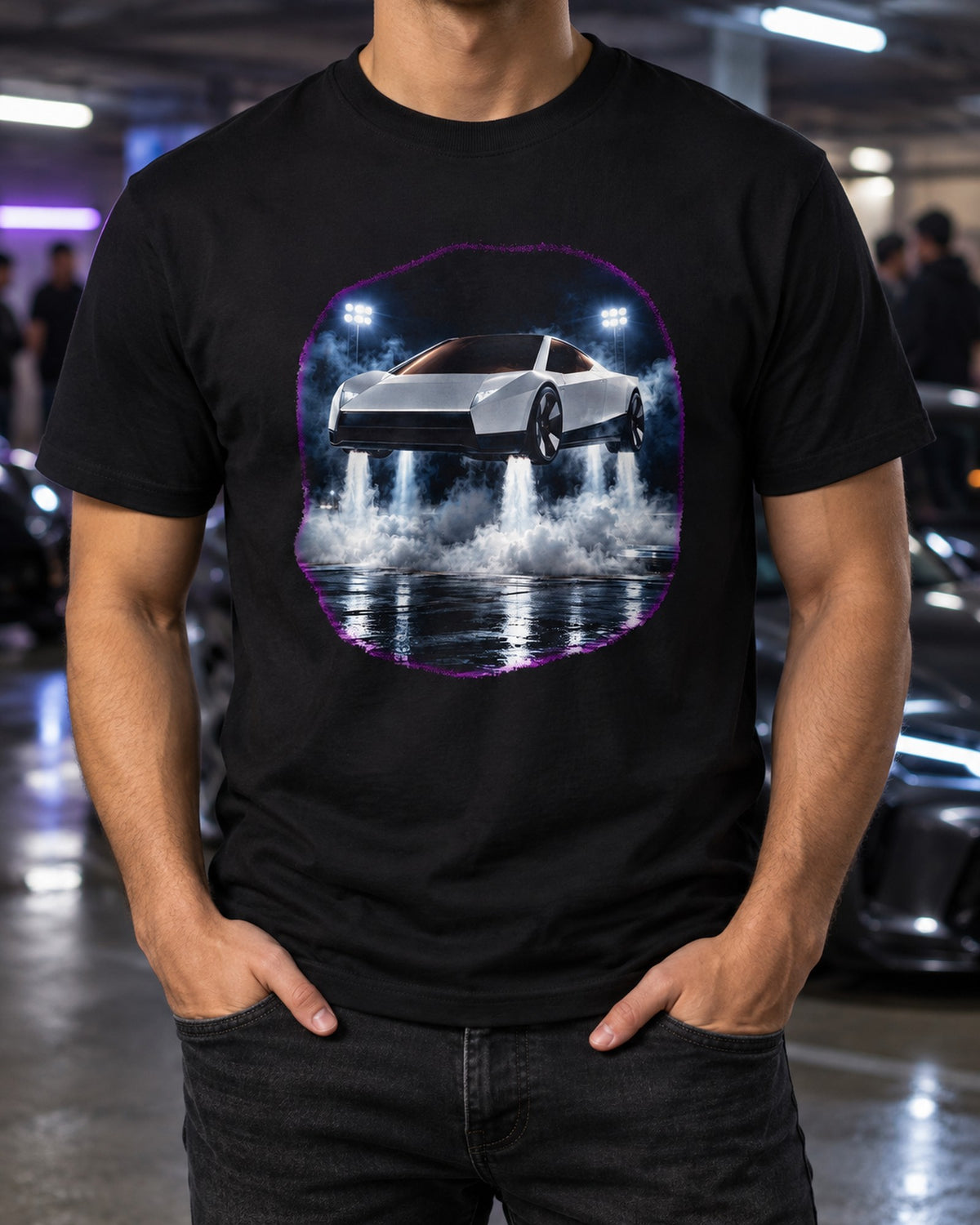Tesla Roadster Hover Pad Shirt, Hoodie & More T-Shirt Black worn hero