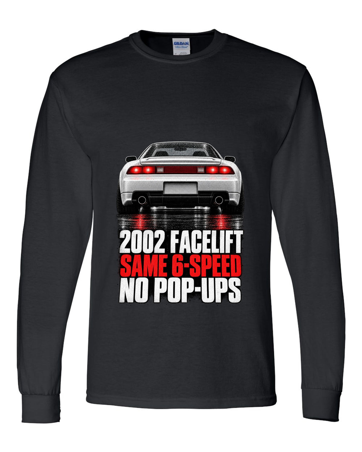 Honda NSX NA2 taillight detail design with 2002 facelift same 6-speed no pop-ups text black long sleeve front view with the design