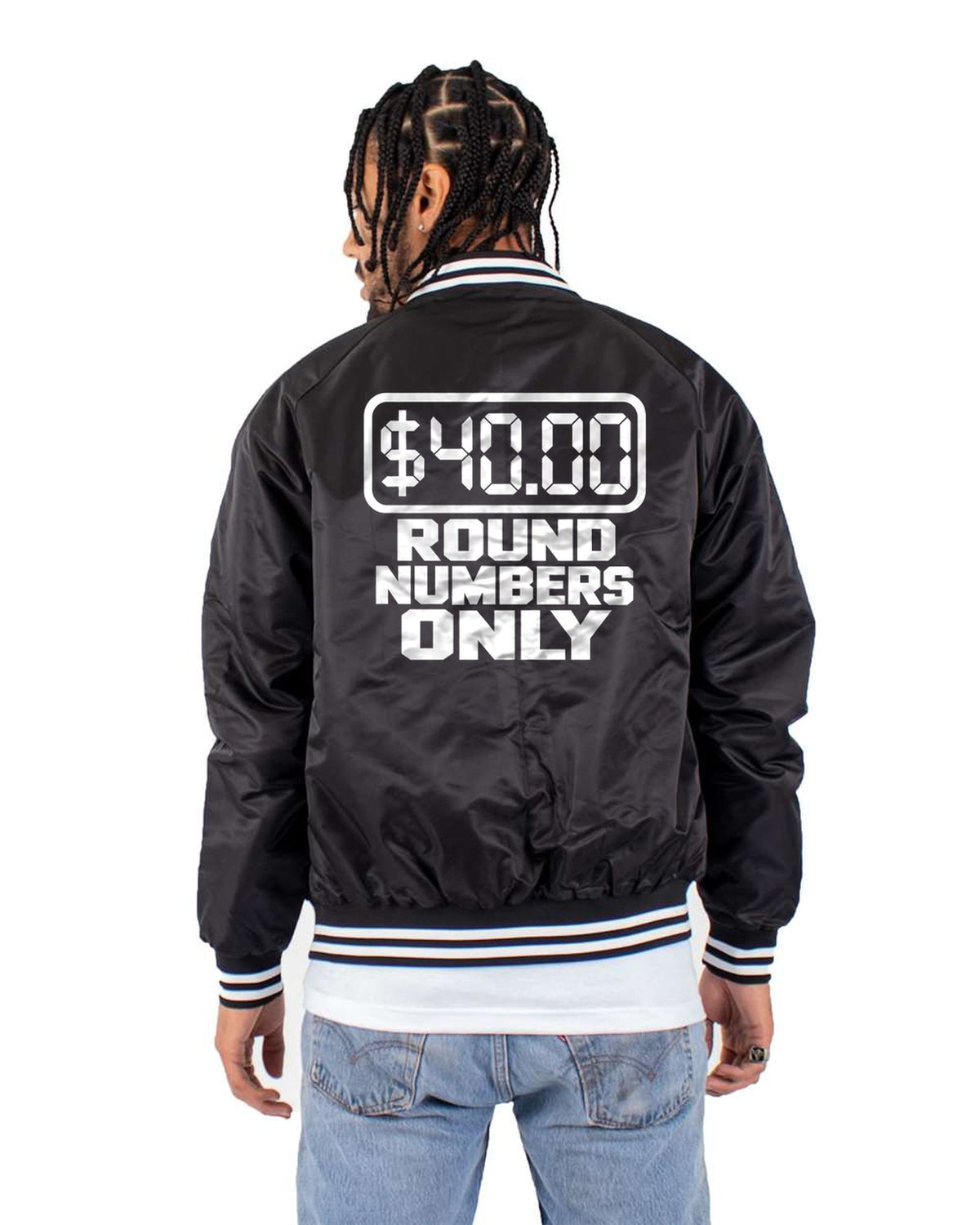 Round Numbers Only Funny Car Guy Shirt for Drivers Bomber Jacket Black back