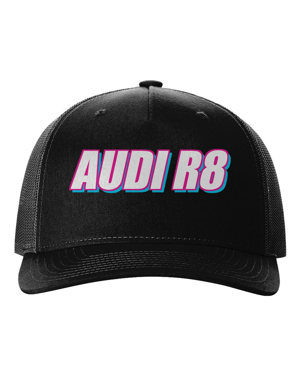 black hat front view with car name