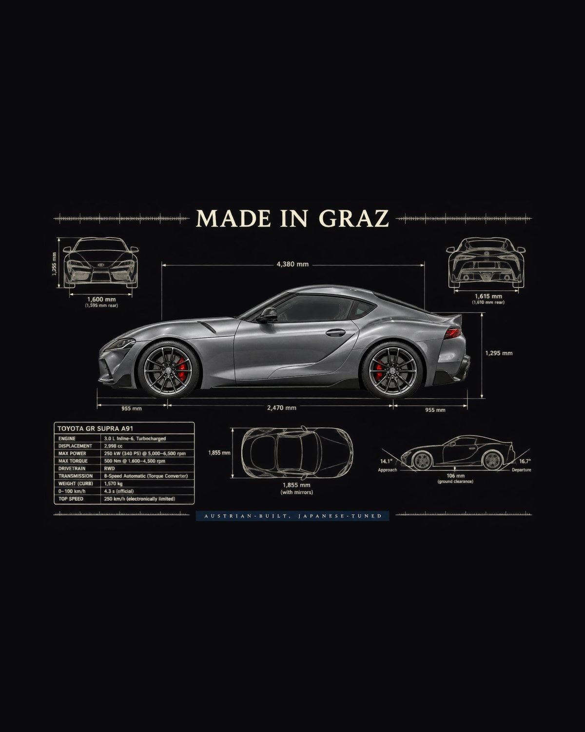 Toyota GR Supra B58 Aero Airflow Tee, 50:50 Weight Balance design only