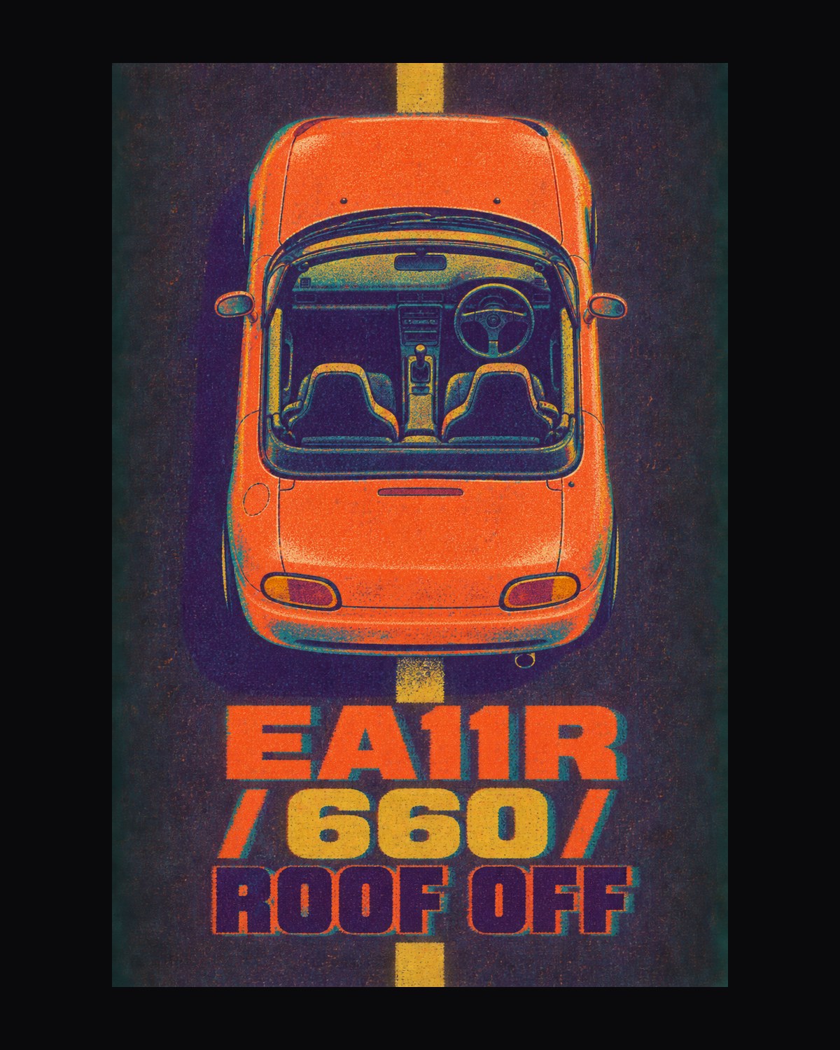 Suzuki Cappuccino EA11R Roof Off Risograph Tee design only