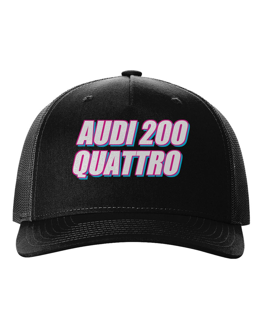 black hat front view with car name